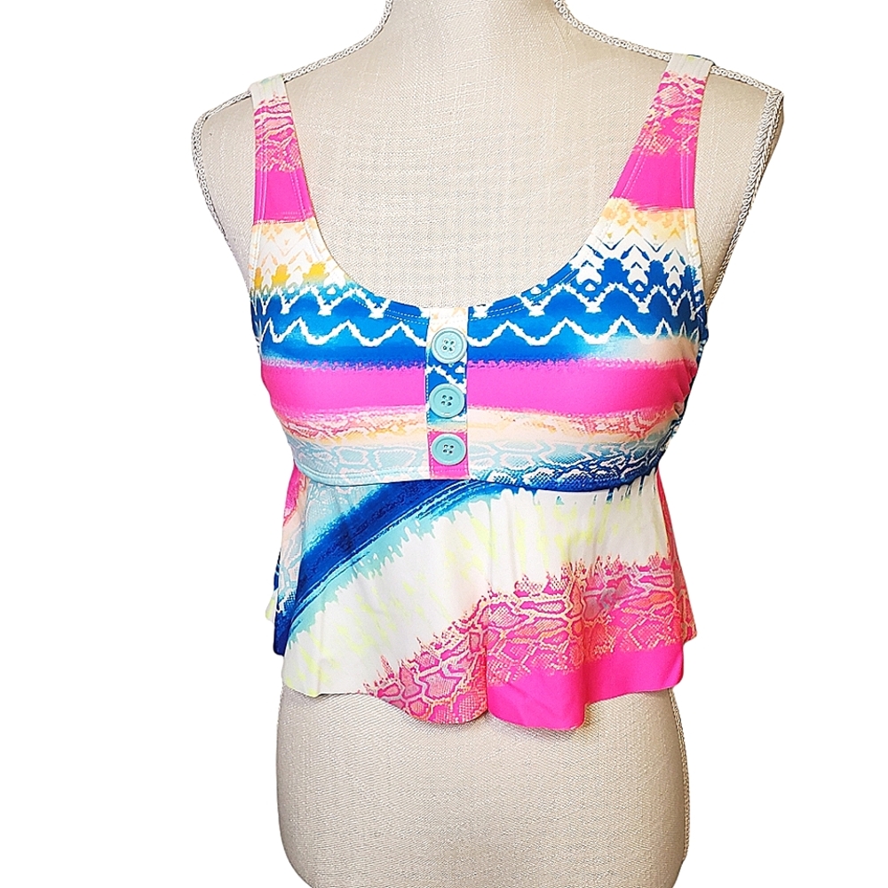 ARIZONA | Women's multi-color pattern striped swimsuit top. Size small. NWT.